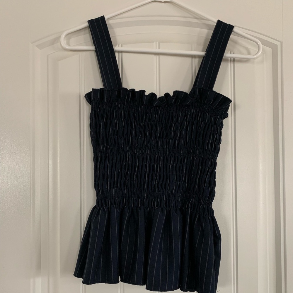 Impeccable Pig navy top with white stripes